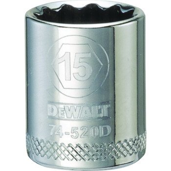 DEWALT DWMT74520OSP Hand Socket, 15 mm Socket, 3/8 in Drive, 12-Point, Vanadium Steel, Polished Chrome