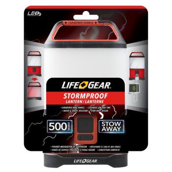 LifeGear 41-3760 Collapsible Lantern, LED Lamp, Plastic, Black/Red