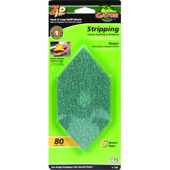 Gator Zip 7202 Refill Sheet, 6 in L, 3 in W, Medium, 80 Grit, Aluminum Oxide Abrasive