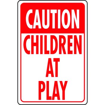 Hy-Ko HW-7 Traffic Sign, Rectangular, CHILDREN AT PLAY, Red Legend, White Background, Aluminum