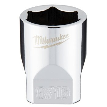 Milwaukee 45-34-9010 Socket, 9/16 in Socket, 1/4 in Drive, 6-Point, Chrome Vanadium Steel, Chrome