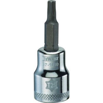 DEWALT DWMT87143OSP Torx Bit Socket, T25 Tip, 3/8 in Drive, Polished Chrome Vanadium