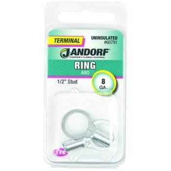 Jandorf 60791 Ring Terminal, 8 AWG Wire, 1/2 in Stud