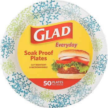 Glad Everyday BBP0100 Plate, 10-1/4 in, Round, Paper, Blue Hydrangea