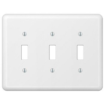 Amerelle Devon 935TTTW Wallplate, 5 in L, 6-9/16 in W, 3 -Gang, Steel, White