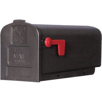 Gibraltar Mailboxes Parson Series PL10B0201 Rural Mailbox, Black, 875 cu-in Capacity, Plastic, 7.9 in W, 19.4 in D