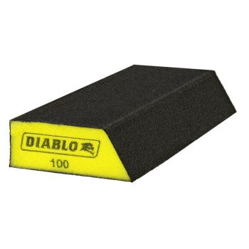 Diablo DFBANGBFIN01G Sanding Sponge, Black/Yellow, 8 in L, 3 in W, 100 Grit, Fine, Aluminum Oxide Abrasive, 1 PK