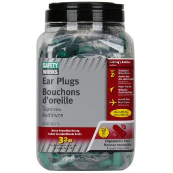 Safety Works SW10151070 Expandable Ear Plugs, 32 dB NRR, Foam Ear Plug