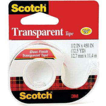 Scotch 144 Office Tape, 450 in L, 1/2 in W, Acetate Backing