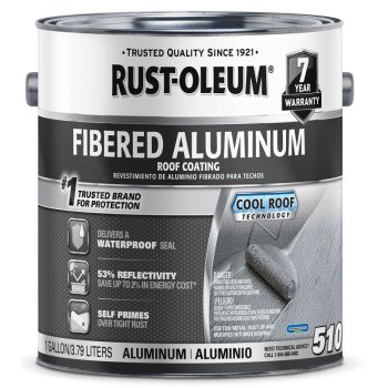 Rust-Oleum 510 Series 301907 Roof Coating, Bright Aluminum, 1 gal, Liquid