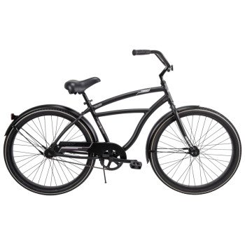 Huffy 66649 Men's Cruiser Bicycle, Men, Aluminum Frame, Rear Coaster Brake, 26 in Dia Wheel, Matte Black