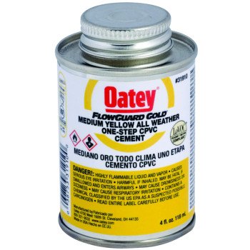 Oatey 31910 Solvent Cement, 4 oz Can, Liquid, Yellow