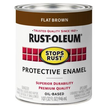 Rust-Oleum 353587 Rust Preventative Paint, Oil, Flat, Brown, 1 qt, 80 to 175 sq-ft Coverage Area