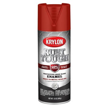 Krylon Rust Tough K09230008 Enamel Spray Paint, Gloss, Cherry Red, 12 oz, Can