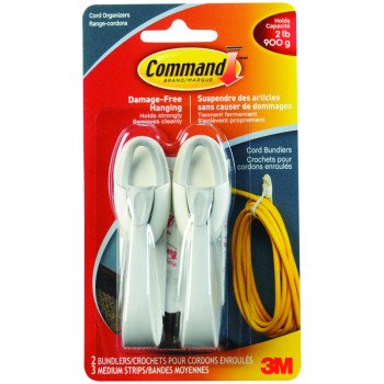 Command 17304C Cord Bundler, Plastic, White