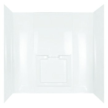 Delta 40184 Bathtub Wall Set, 60 in L, 30 in W, Polystyrene, Adhesive Installation, High-Gloss White