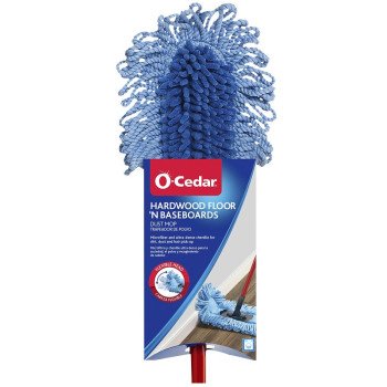 O-Cedar 139431 Dual-Action Dust Mop, 20 in W Head, Microfiber Head, Metal Handle, Blue