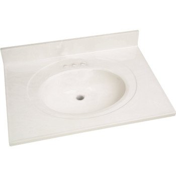 Foremost WW-2231 Vanity Top, 31 in OAL, 22 in OAW, Marble, White, Countertop Edge