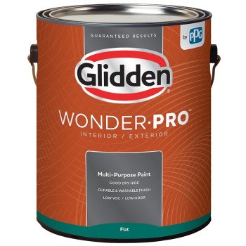 Glidden Wonder-Pro GLWP30WB/01 Interior/Exterior Paint, Flat Sheen, Pastel Base/White, 1 gal