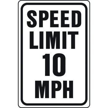 Hy-Ko HW-10 Traffic Sign, Rectangular, SPEED LIMIT 10, Black Legend, White Background, Aluminum