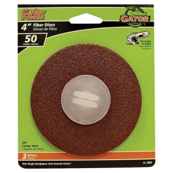 Gator 3062 Fiber Disc, 4 in Dia, 50 Grit, Coarse, Aluminum Oxide Abrasive, Fiber Backing