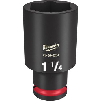 Milwaukee SHOCKWAVE Impact Duty Series 49-66-6234 Deep Impact Socket, 1-1/4 in Socket, 1/2 in Drive, Square Drive