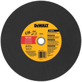 DEWALT DW8020 Cutting Wheel, 14 in Dia, 1/8 in Thick, 1 in Arbor, Aluminum Oxide Abrasive