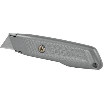 STANLEY 10-299 Utility Knife, 2-7/16 in L Blade, 3 in W Blade, HCS Blade, Contour-Grip Handle, Gray Handle