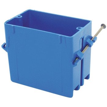 Carlon B120A-UPC Outlet Box, 1 -Gang, 4 -Knockout, PVC, Blue, Captive Nail Mounting