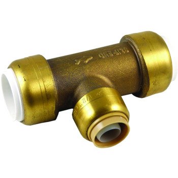 SharkBite UIP376A Transition Pipe Tee, 1 in, Push-to-Connect, DZR Brass, 200 psi Pressure