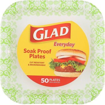 Glad Everyday BBP0102 Plate, 10-1/4 in, Square, Paper, Green Victorian