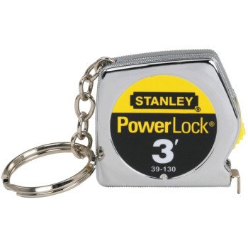 STANLEY 39-130 Measuring Tape, 3 ft L Blade, 1/4 in W Blade, Steel Blade, ABS Case, Chrome Case