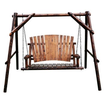 Leigh Country Char-Log Series TX 94080 Porch Swing, 86.6 in OAW, 48.43 in OAD, 67.9 in OAH