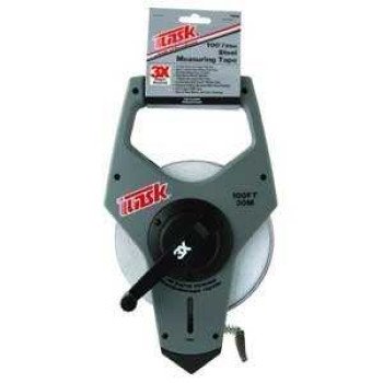 TASK TS831 Open Reel Long Tape, 200 ft L Blade, 1 in W Blade, Steel Blade, ABS Case