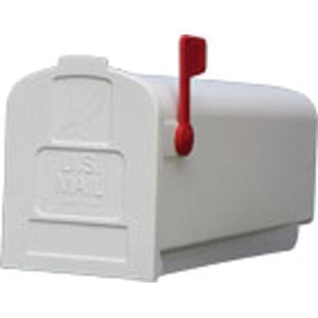 Gibraltar Mailboxes Parson Series PL10W0201 Rural Mailbox, White, 875 cu-in Capacity, Plastic, 7.9 in W, 19.4 in D