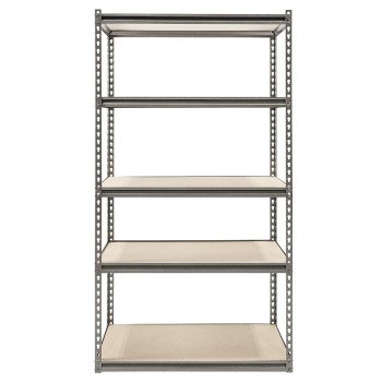 ProSource 310-ORG1505W Boltless Shelving Unit with Particle Boards, 4000 lb, 5-Shelf, 36 in OAW, 18 in OAD, 72 in OAH