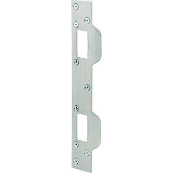 Defender Security U 10385 Deadbolt Strike Plate, 6 in L, 1-5/8 in W, Steel, Satin Nickel