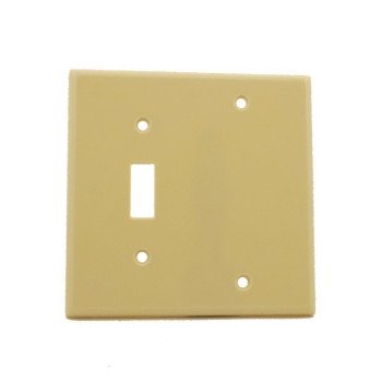 Leviton 001-86006-000 Wallplate, 4-1/2 in L, 2-3/4 in W, 2 -Gang, Thermoset, Ivory, Smooth