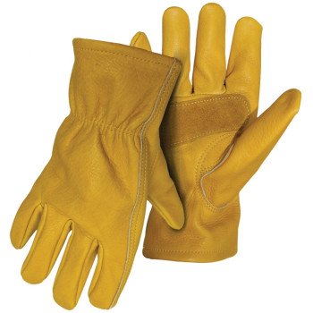 Boss B81252-L Gloves with Palm Patch, L, Keystone Thumb, Elastic Cuff, Leather, Tan