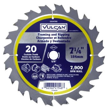 Vulcan 415480OR Circular Saw Blade, 7-1/4 in Dia, 5/8 and 13/16 Diamond in Arbor