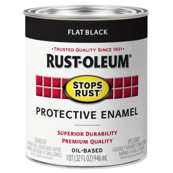 Rust-Oleum 353586 Rust Preventative Paint, Oil, Flat, Black, 1 qt, 80 to 175 sq-ft Coverage Area