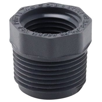 Lasco 839101BC Reducing Bushing, 3/4 x 1/2 in, Male x Female, PVC, SCH 80 Schedule