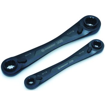 Crescent CX6DBS2 Wrench Set, 2-Piece, Black, Specifications: SAE Measurement