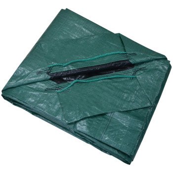 ProSource Y0909GG140 Yard Tarp with Drawstring, 9 ft L, 9 ft W, 8 mil Thick, Polyethylene, Green/Black