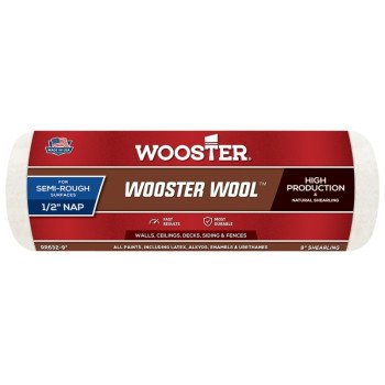 Wooster RR6329 Roller Cover, 1/2 in Thick Nap, 9 in L, Lambskin Cover