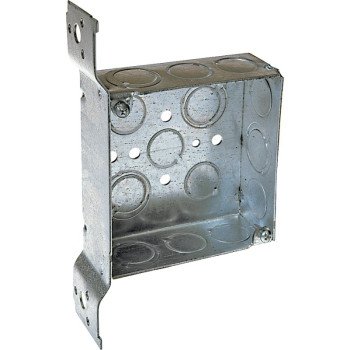 Raco 8196 Electrical Box, 2-Gang, 14-Knockout, Steel, Gray, Galvanized, FM Bracket