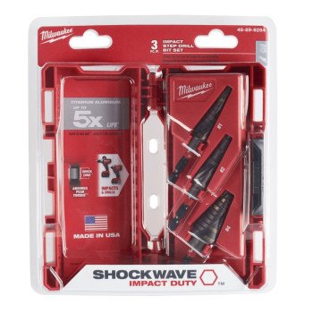 Milwaukee SHOCKWAVE Impact Duty 48-89-9254 Step Drill Bit Set, 3-Piece, HSS, Titanium Aluminum Nitride