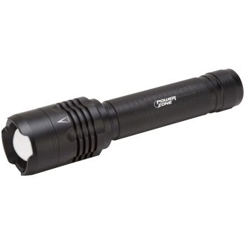 PowerZone 12139 Tactical Flashlight, AA Battery, LED Lamp, 2000 Lumens, 180 m Beam Distance, 8 hrs Run Time, Black