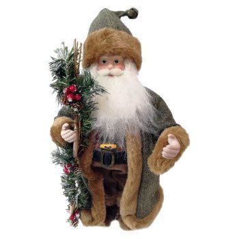 Hometown Holidays 22426 Forest Santa, 6 in L, 4 in W, Brown/Green