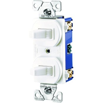 Eaton Wiring Devices 275W-BOX Combination Toggle Switch, White, 15 A, 120/277 V, Screw Terminal, 1-Poles